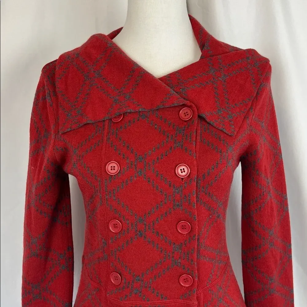 Krimson Klover Red 100% Wool Cardigan Sz S Bella Swan Preppy Rory Y2K Flaws